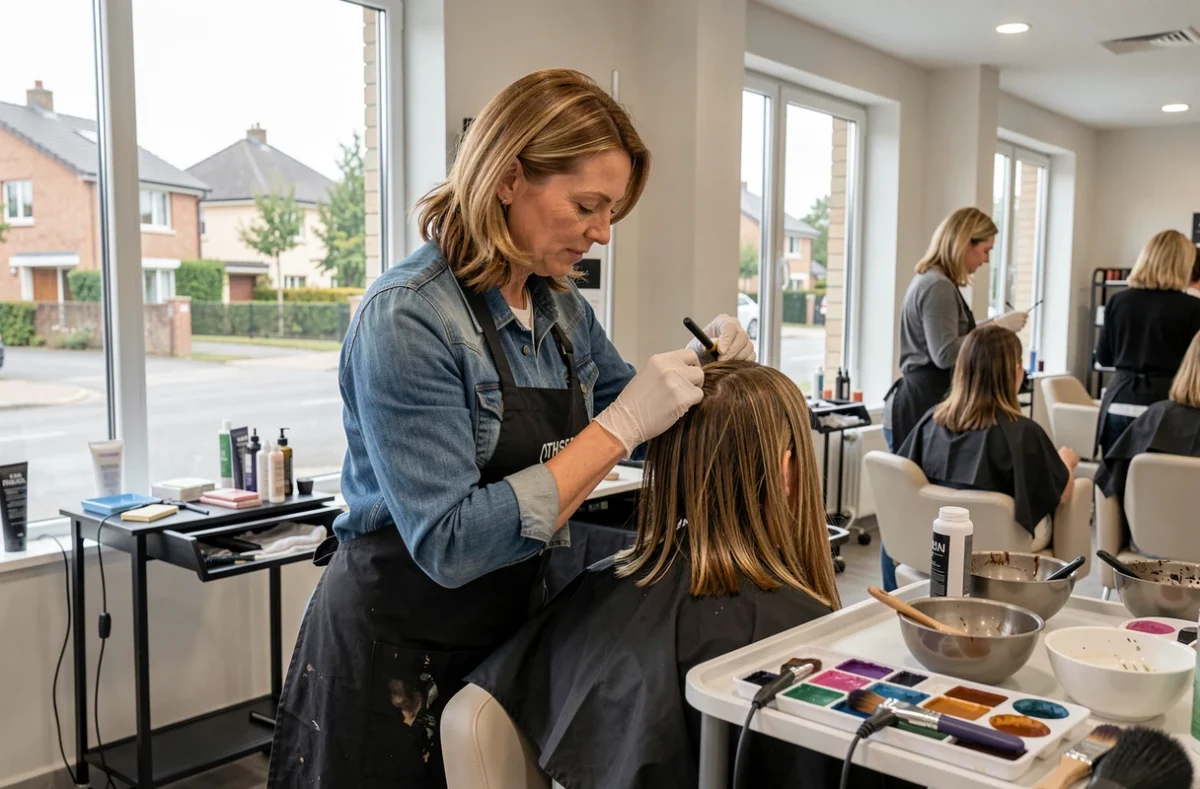 Application de couleur par une coiffeuse au salon Coiff&Co Gravigny en périphérie d'Évreux