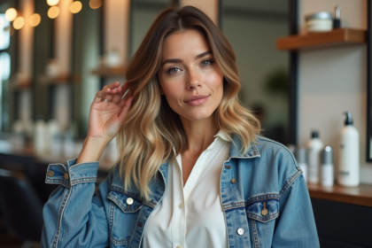 Femme élégante dans un salon de coiffure moderne