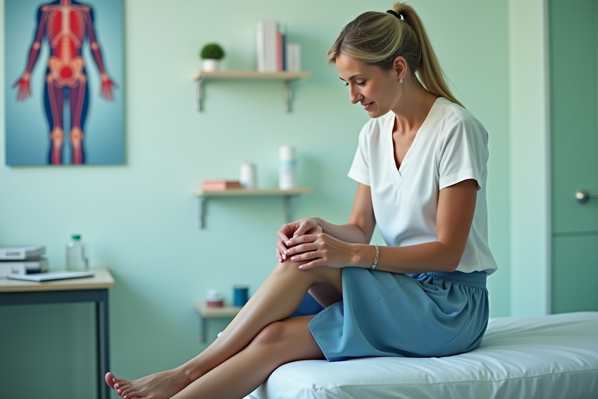 Femme en examen médical jambes et pieds