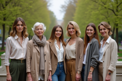 Groupe divers de Français dans un parc parisien au printemps