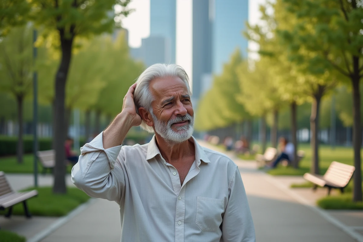 Homme confiant dans un parc urbain en pleine nature