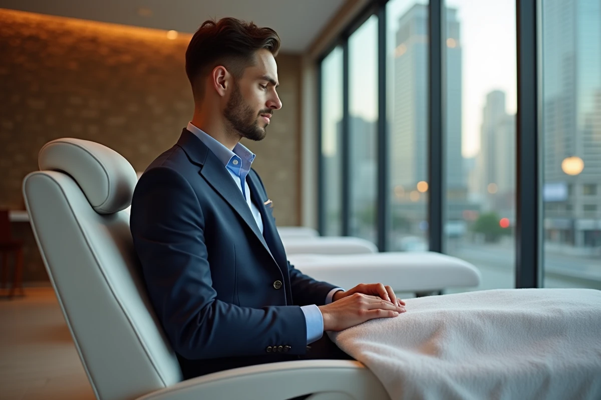 Jeune homme profitant d